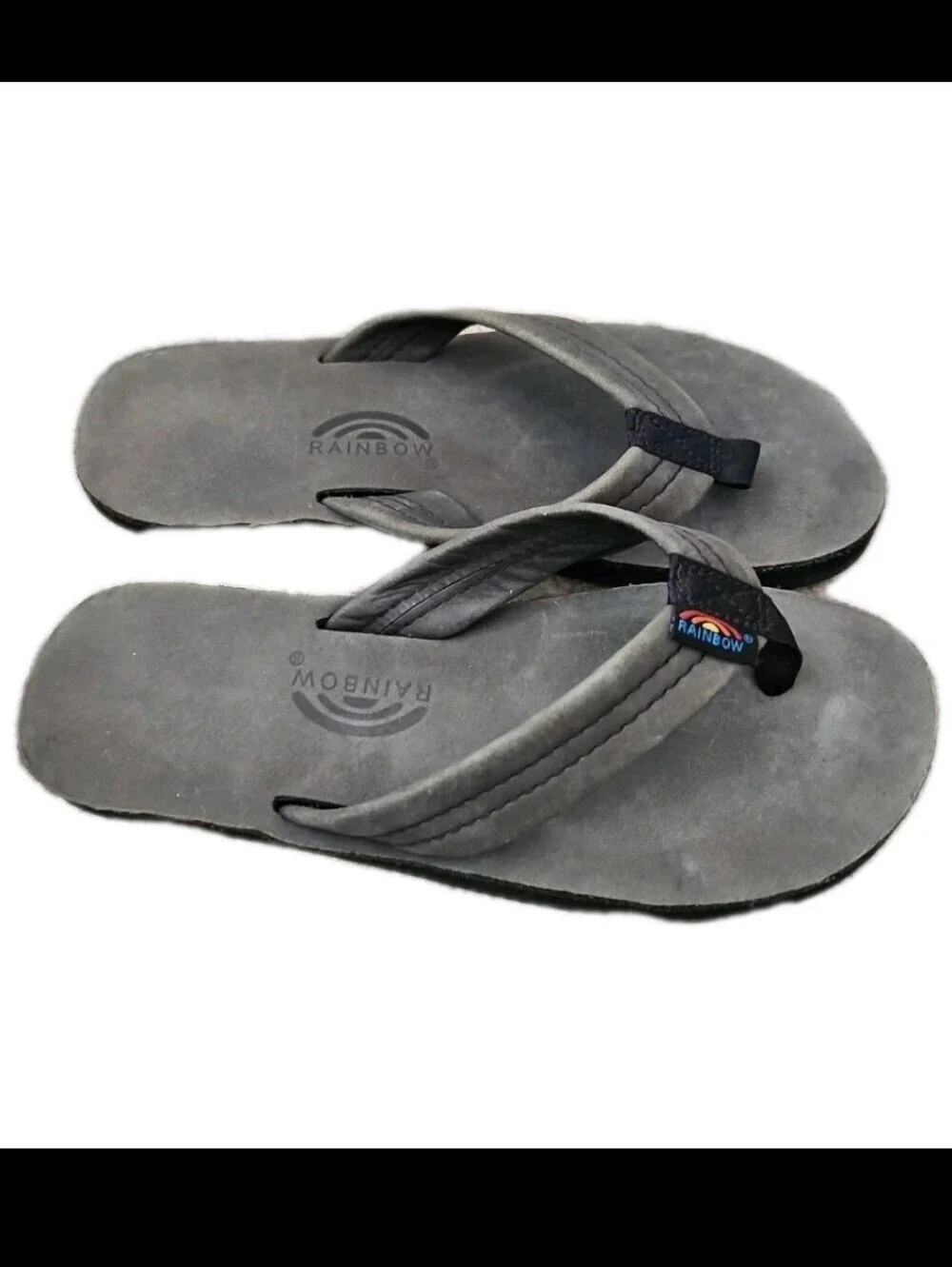 Rainbow Kids Gray Leather Comfort Thong Flip Flop Summer Sandal 2/3